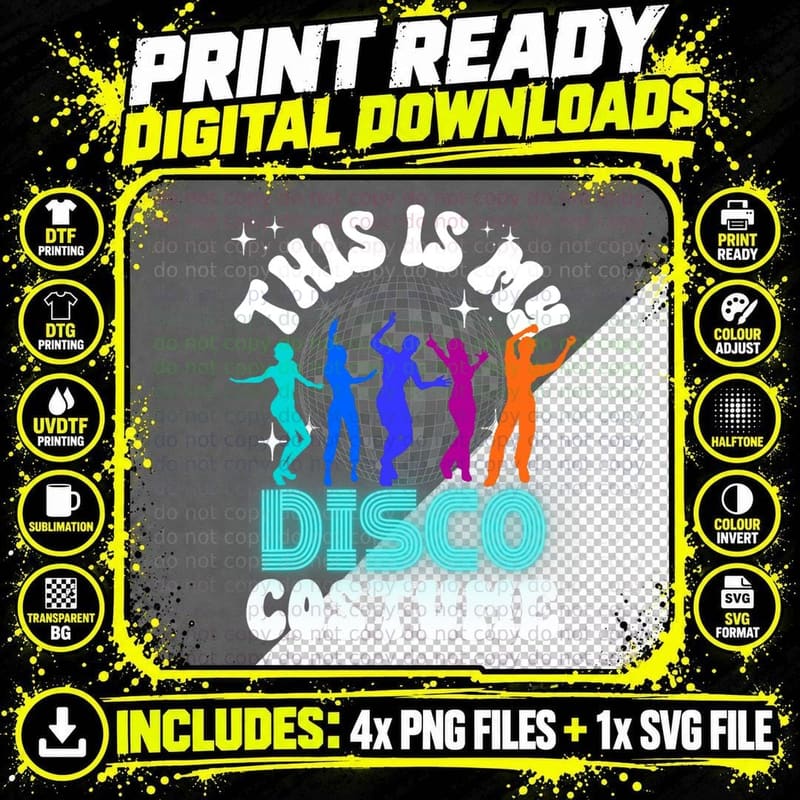 This Is My Disco Costume 70s Party Costume Png SVG Digital Bundle