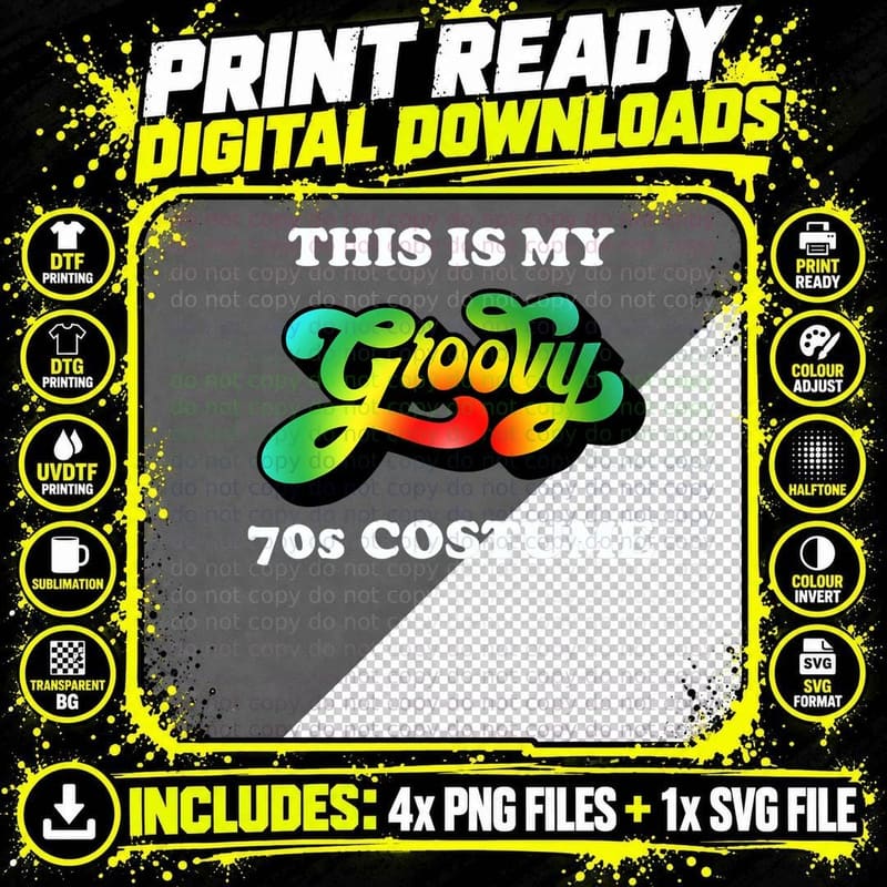 This Is My Groovy 70s Costume Disco T-Shirt Png SVG Digital Bundle