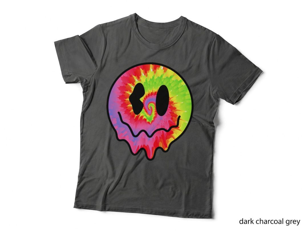 Tie Dye Hippie Smile Face Groovy Face Psychedelic Aesthetic T-Shirt
