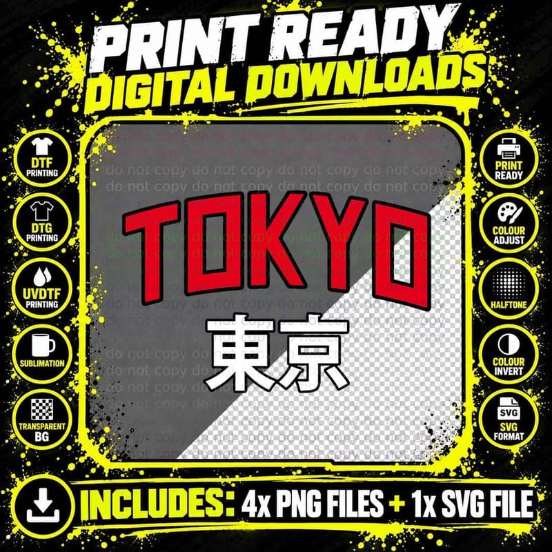 Tokyo - Japan - Japanese Text - Aesthetic Design - Png SVG Digital Bundle