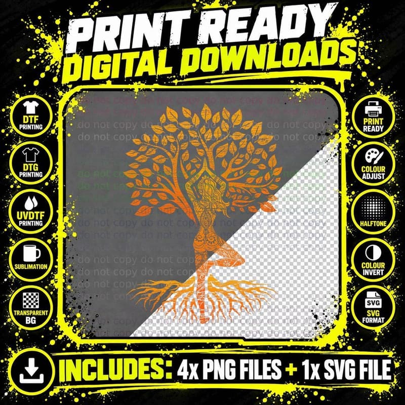 Tree of Life Yoga T-Shirt Chakra Haka, Classic Fit Png SVG Digital Bundle