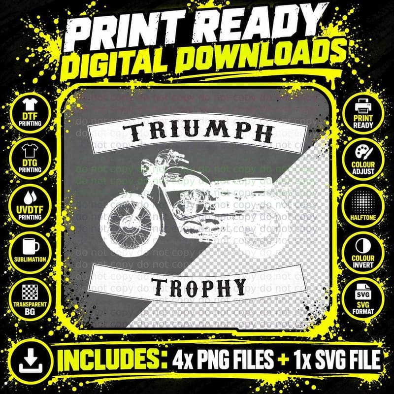 Triumph TR6 Trophy- Classic Motor Cycle T-Shirt Png SVG Digital Bundle