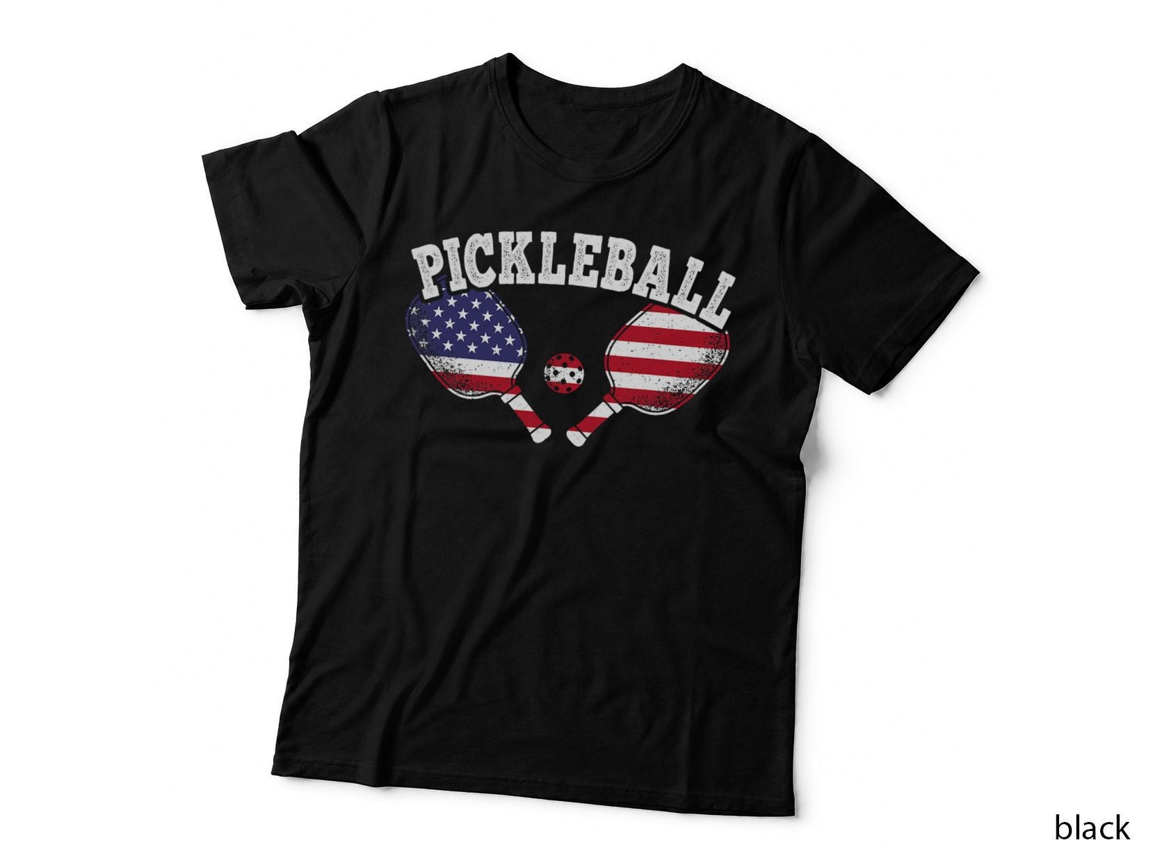 US Flag Pickleball Player Vintage Pickle Ball Lover T-Shirt