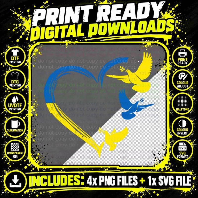 Ukraine Flag Heart Vintage Ukraine Flag Ukrainian Png SVG Digital Bundle