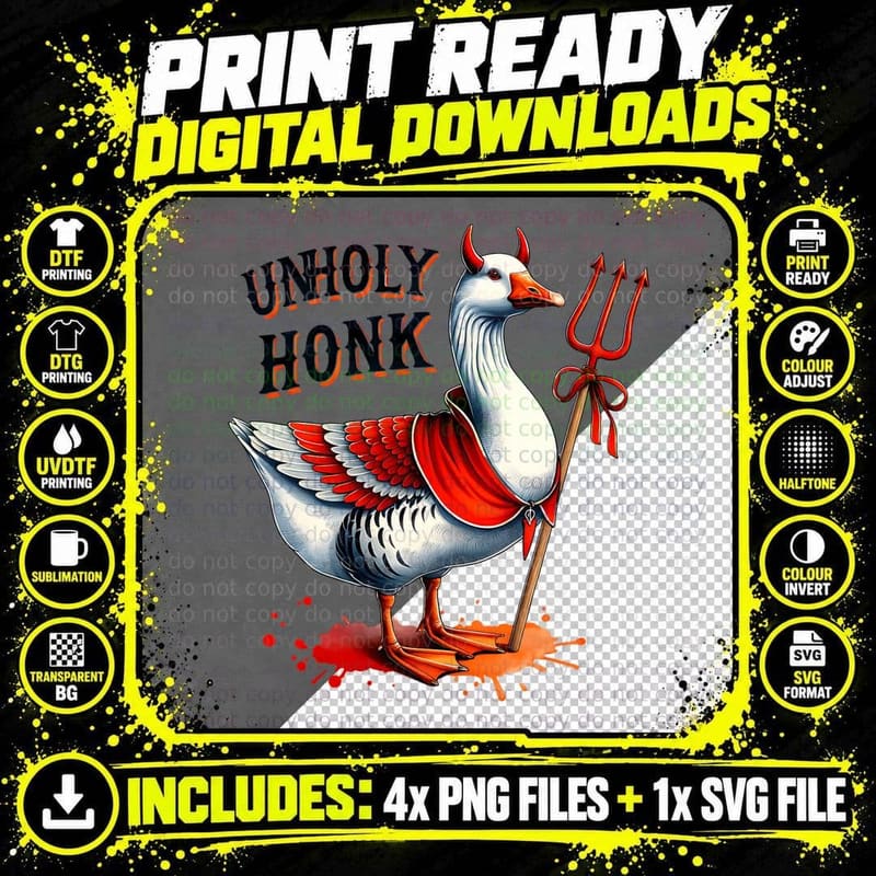 Unholy Honk Watercolor, Retro Vintage, Gift Idea Png SVG Digital Bundle