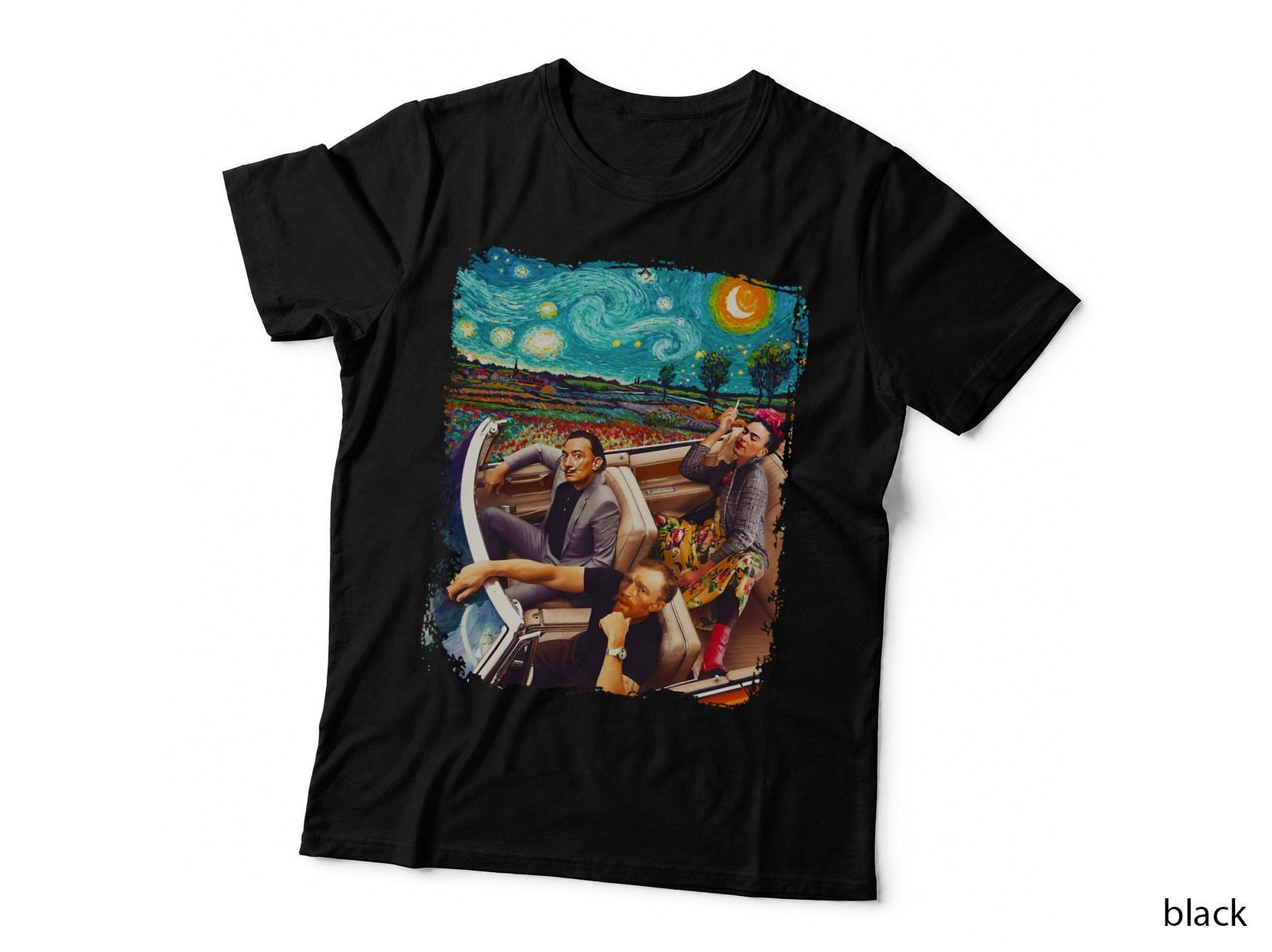 Vincent-Van-Gogh-Frida-Salvador-Dali-Banksy-Car Classic T-Shirt