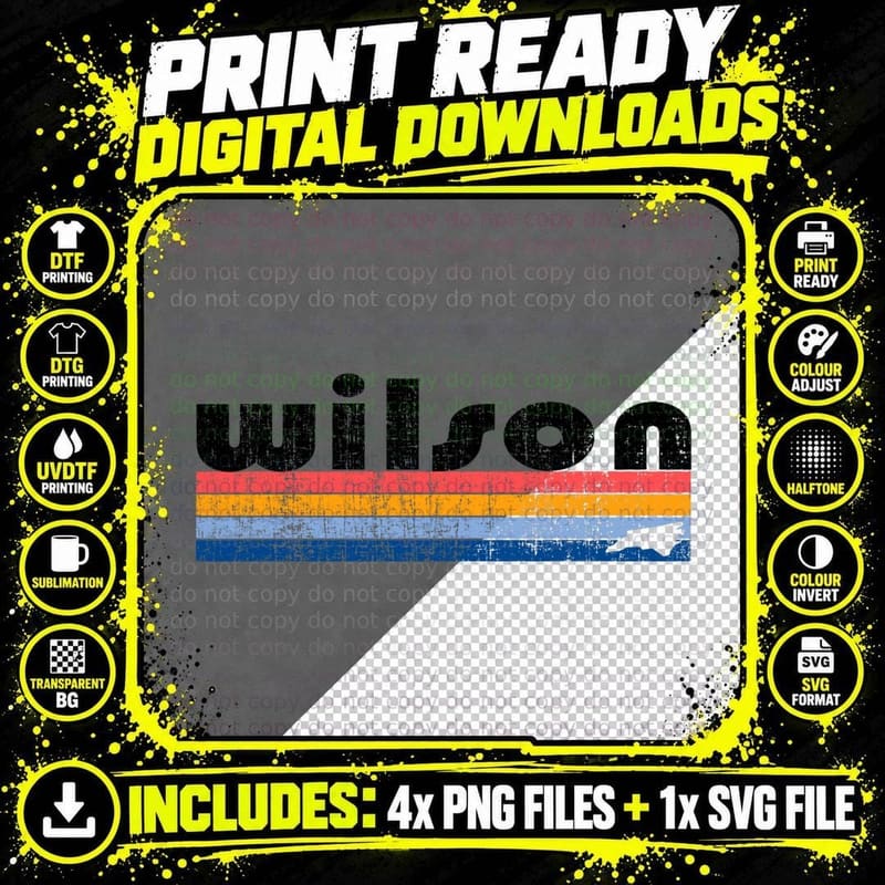 Vintage 80s Style Wilson, NC T-Shirt Png SVG Digital Bundle