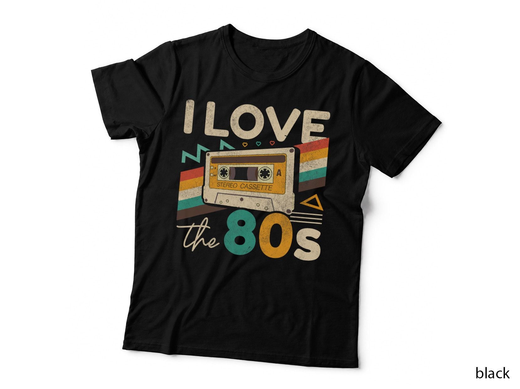 Vintage 80s Women Men I Love the 80's Cassette Party Retro T-Shirt