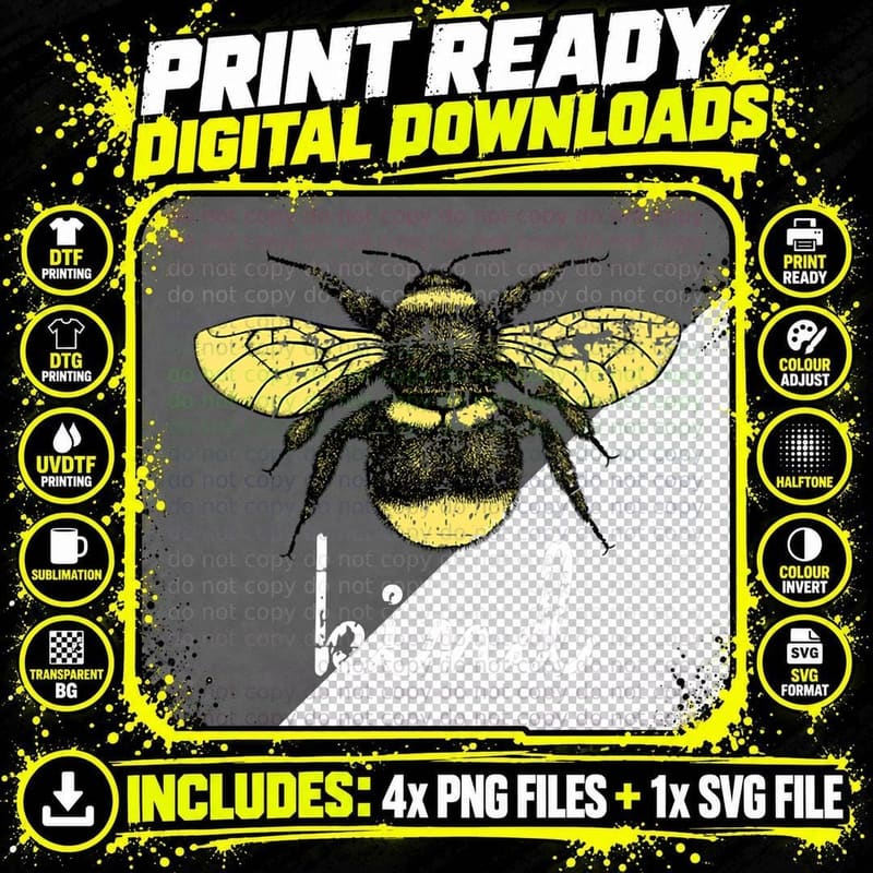 Vintage Be Kind - Bumblebee Bee Kind Kindness Gift Png SVG Digital Bundle