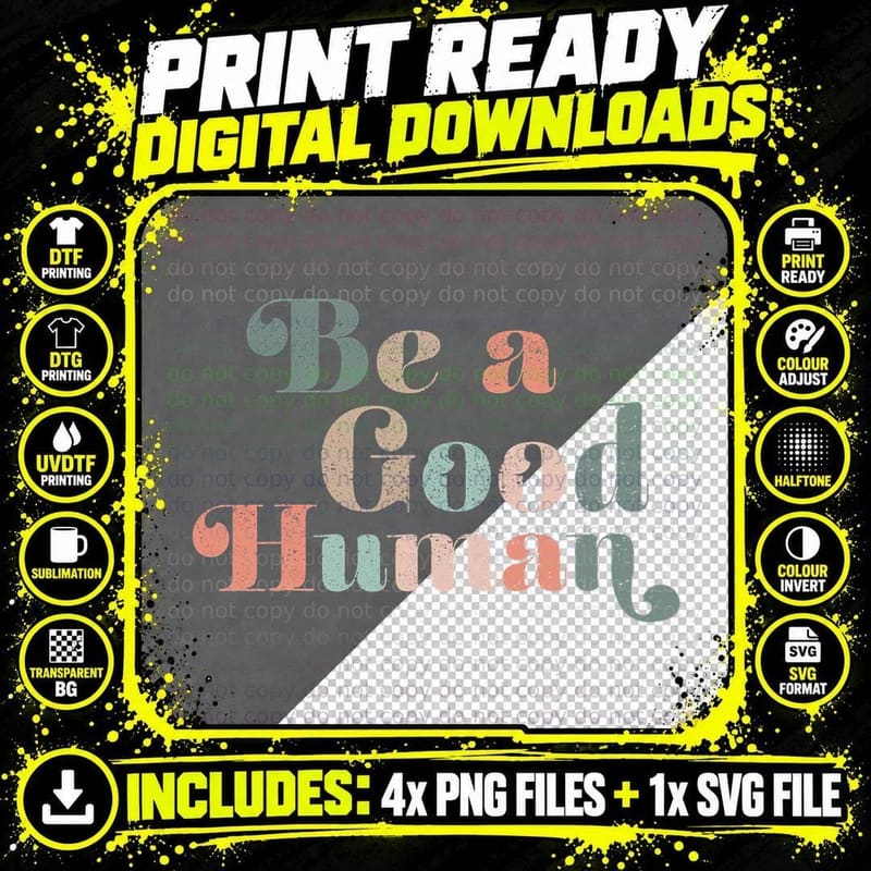 Vintage Be Kind Kindness T-Shirt Png SVG Digital Bundle