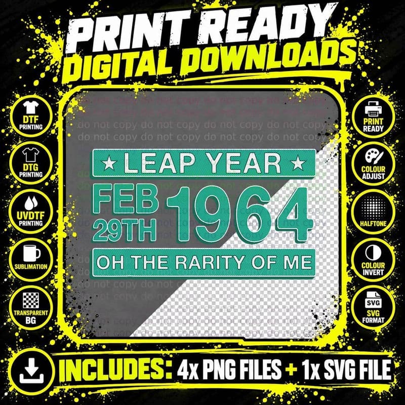 Vintage Birthday Leap Day 1964 Feb 29th 15 Leap Year 60 Png SVG Digital Bundle