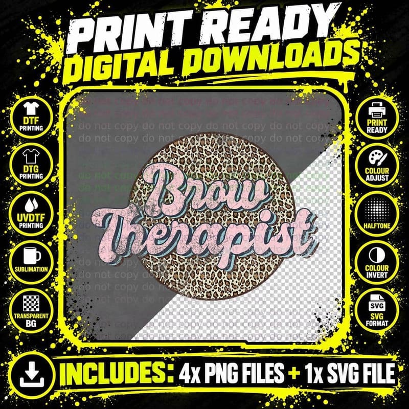 Vintage Brow Therapist Eyebrow Tech Retro Brow Artist Png SVG Digital Bundle