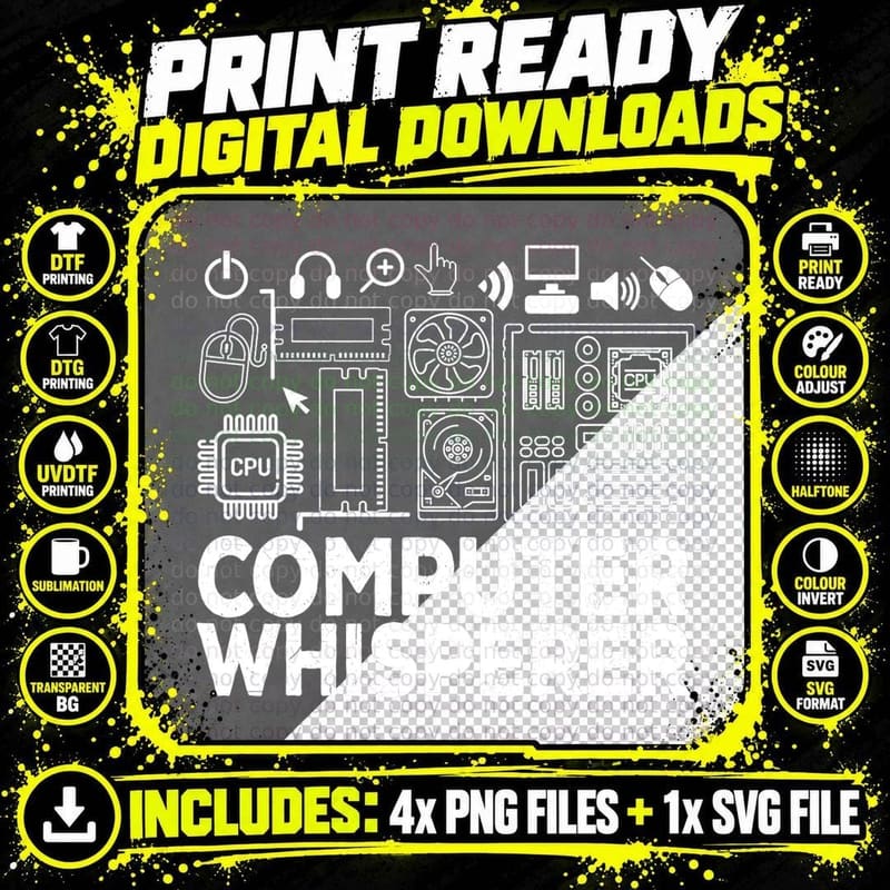 Vintage Computer Lovers Shirt Computer Whisperer Nerds Png SVG Digital Bundle