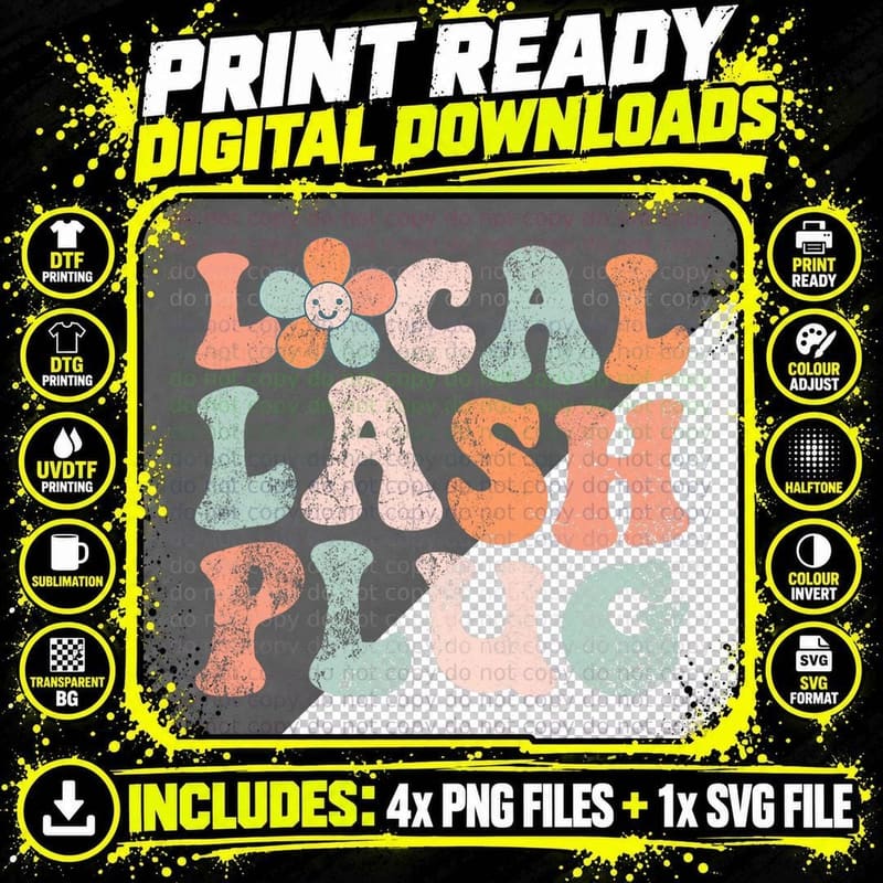 Vintage Local Lash Plug Lash Artist Lash Tech Eyelash Png SVG Digital Bundle