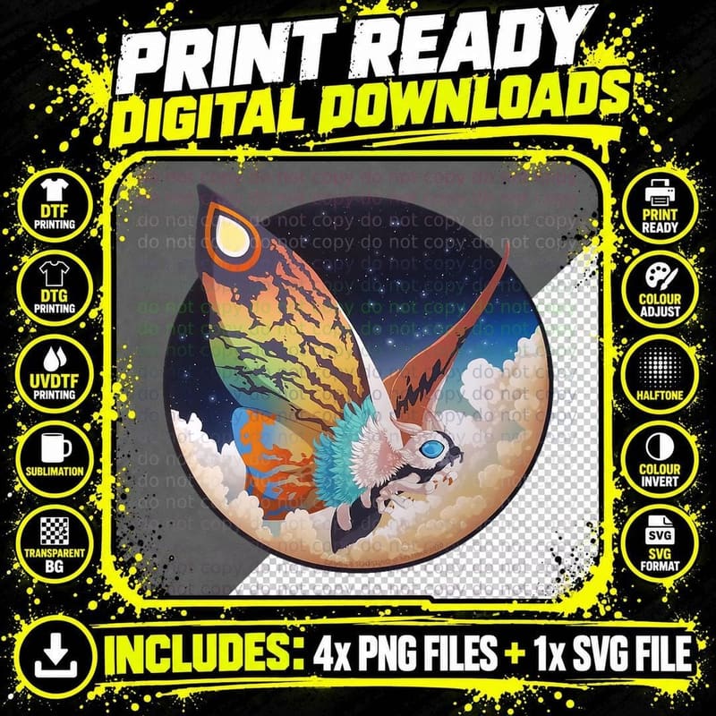 Vintage Mothra - Mothra Kaiju Monster T-Shirt Png SVG Digital Bundle