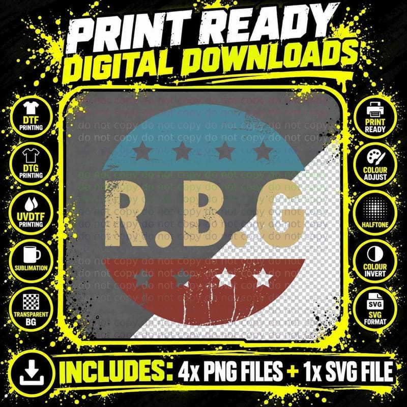 Vintage Notorious RBG - Gift for Ruth Bader Ginsburg Fan Png SVG Digital Bundle