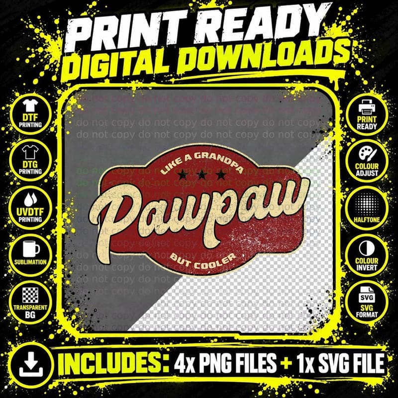 Vintage Pawpaw Like a Grandpa but Cooler - Grandpa Png SVG Digital Bundle
