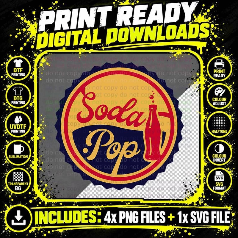 Vintage Retro Soda Pop Art Deco T-Shirt Png SVG Digital Bundle