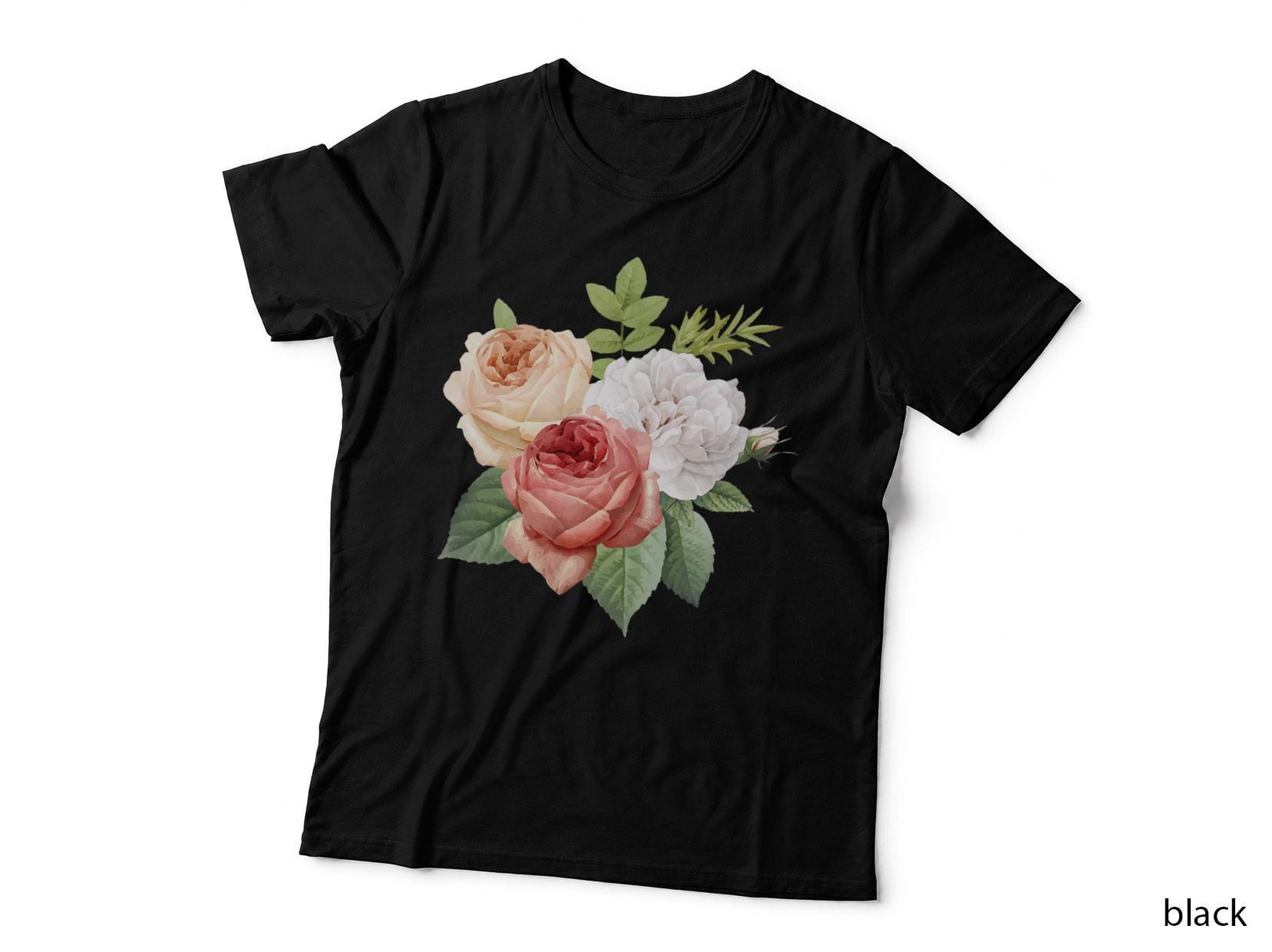 Vintage Roses Blossom Watercolor Flowers Gardening T-Shirt