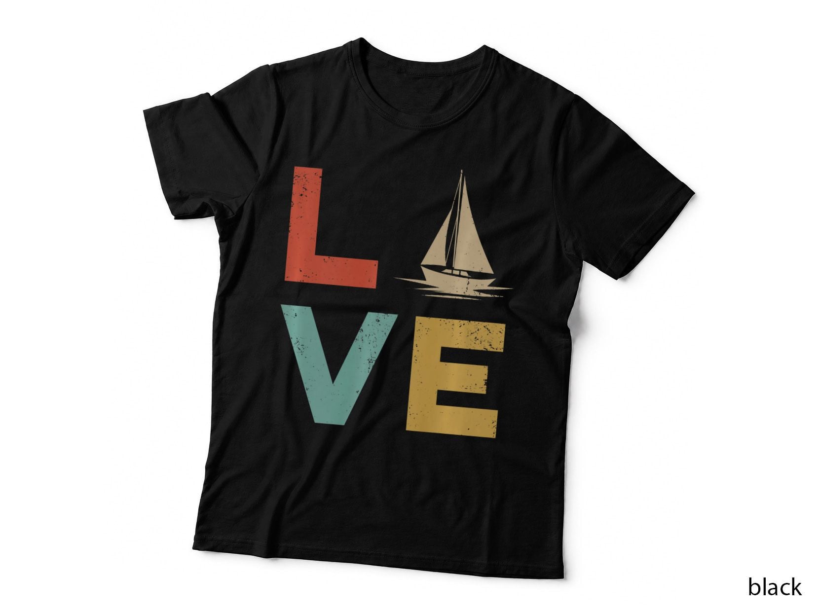 Vintage Sailboat LOVE Retro Boat Captain Sailing Gear T-Shirt