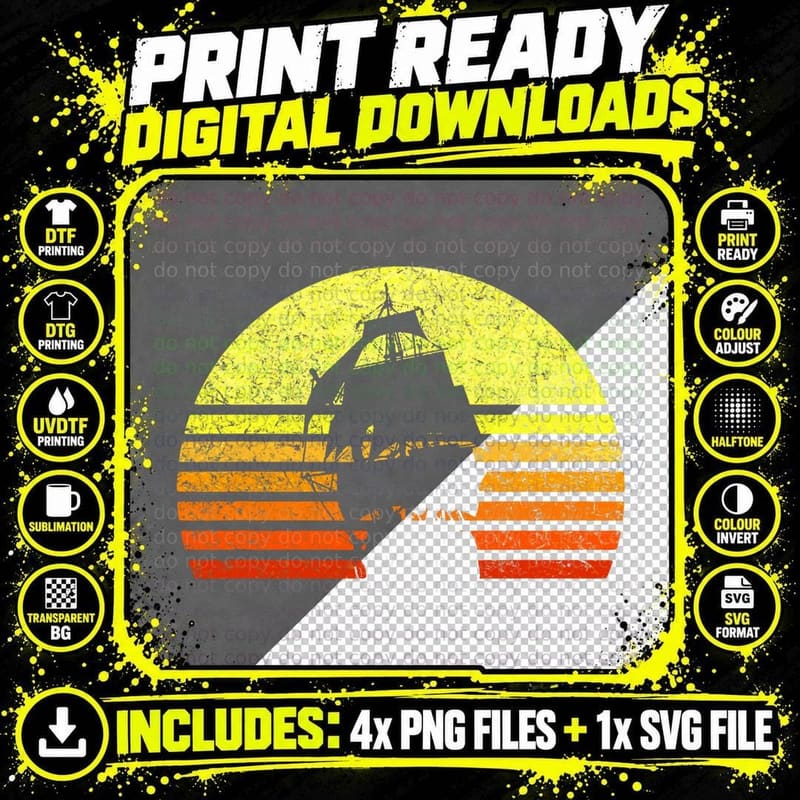 Vintage Sailing Pirate Ship Captain Nautical Sailboat Png SVG Digital Bundle