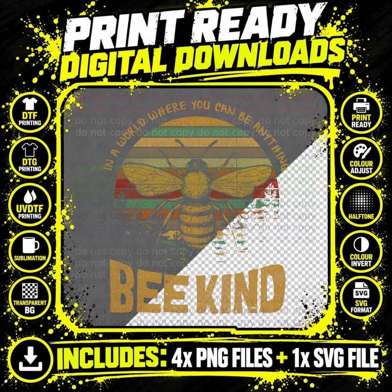 Vintage in a World Where You Can Be Anything Be Kind Png SVG Digital Bundle