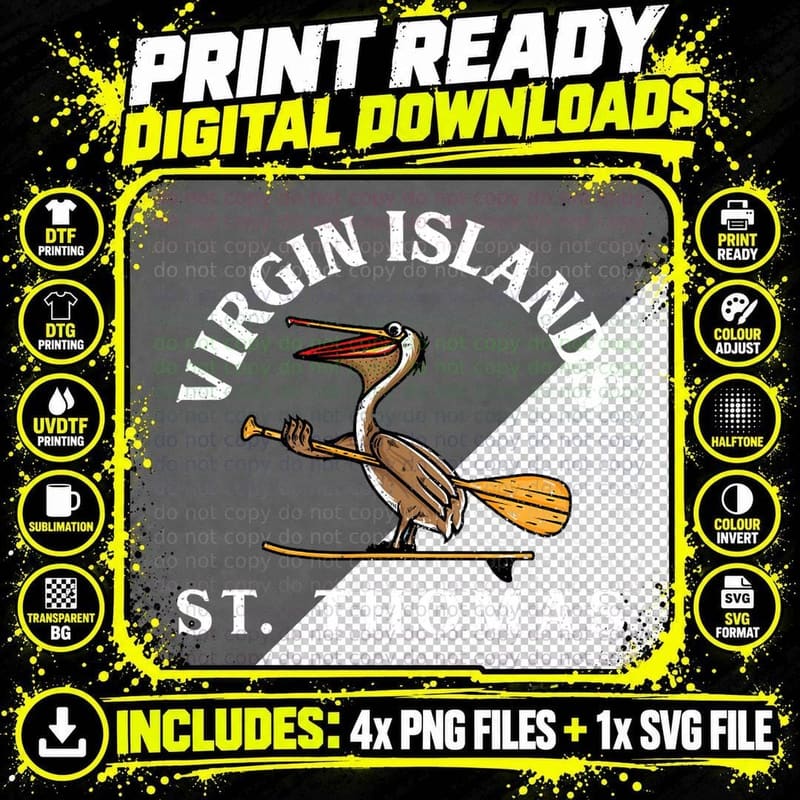 Virgin Islands St. Thomas Vacation Vintage Surfing Png SVG Digital Bundle