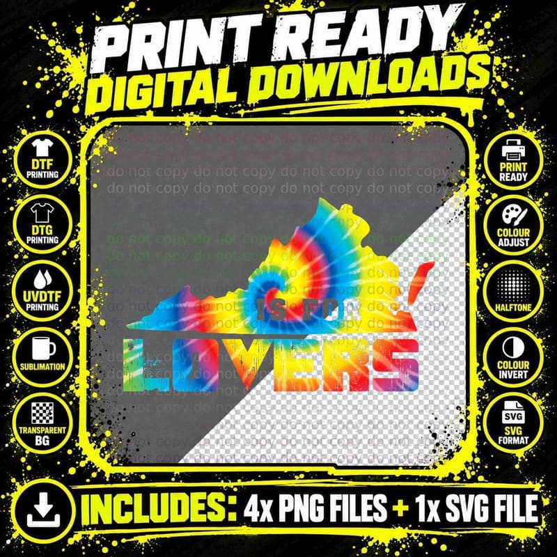 Virginia Lovers State Heart Vintage Tie Dye Gift T-Shirt Png SVG Digital Bundle