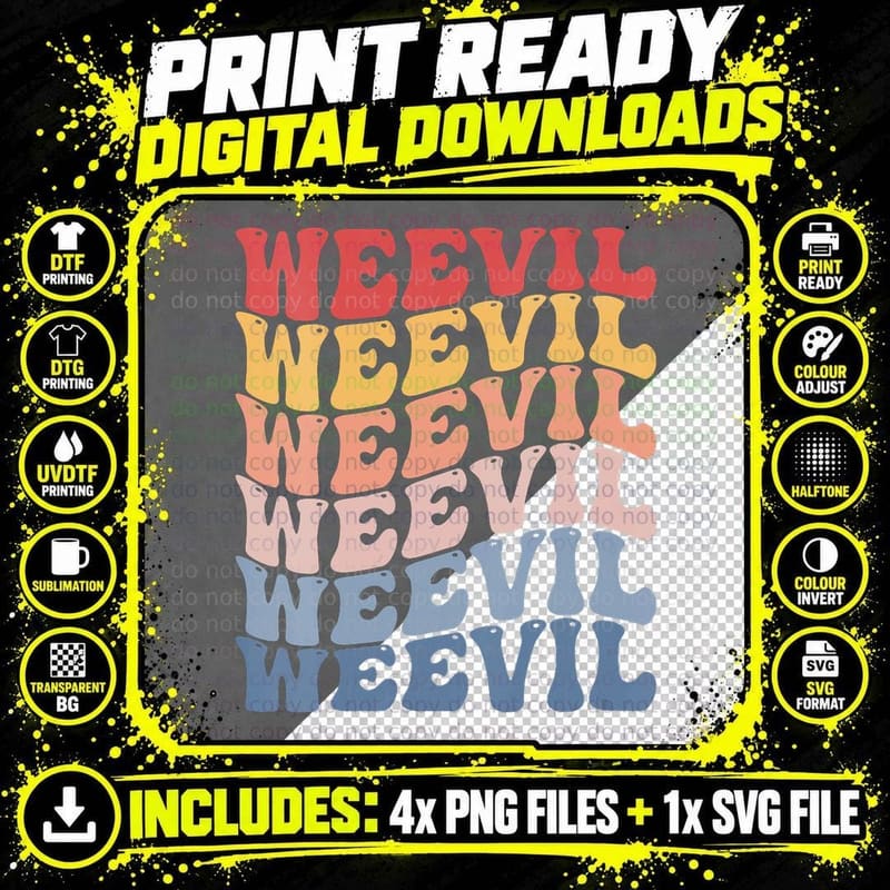 Weevil Groovy Retro Insect, Vintage T-Shirt Png SVG Digital Bundle