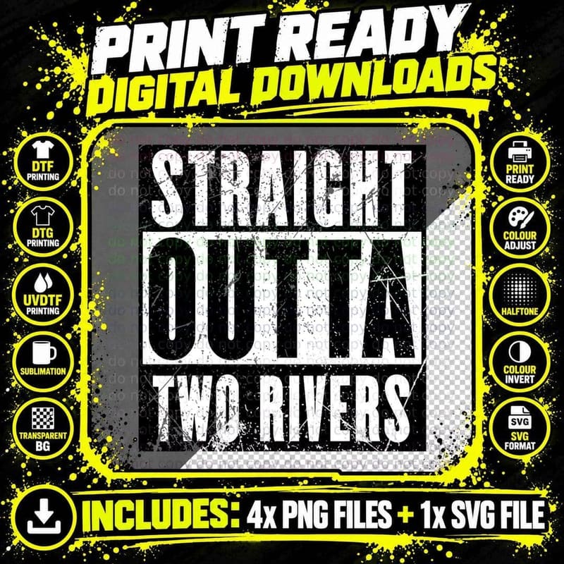 Wheel of Time Straight Outta Two Rivers Distressed Png SVG Digital Bundle