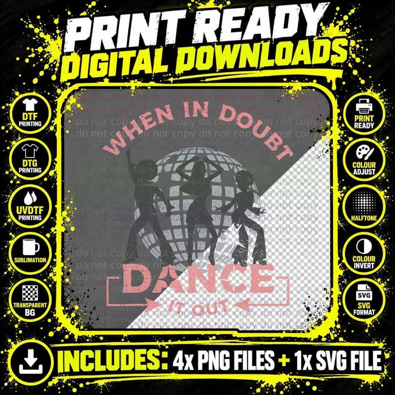 When in Doubt Dance It Out 70s Disco T-Shirt Png SVG Digital Bundle