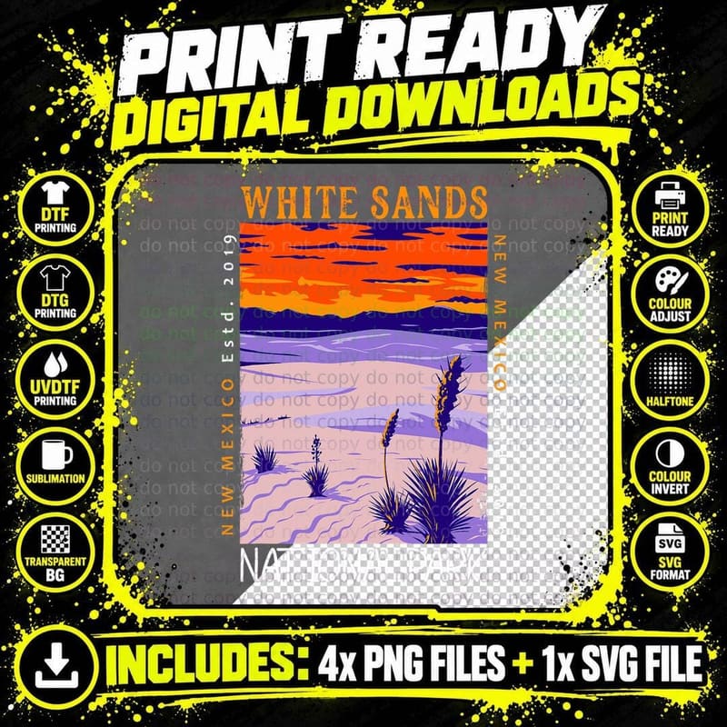 White Sands National Park New Mexico Distressed Vintage Png SVG Digital Bundle