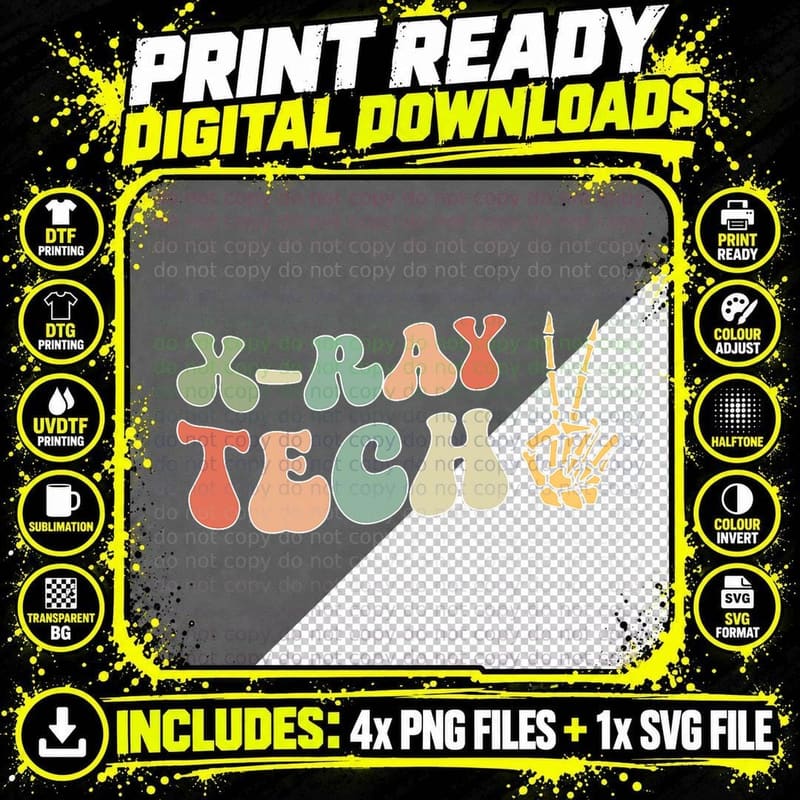 X-Ray Tech Groovy X-Ray Technologist Xray Tech T-Shirt Png SVG Digital Bundle