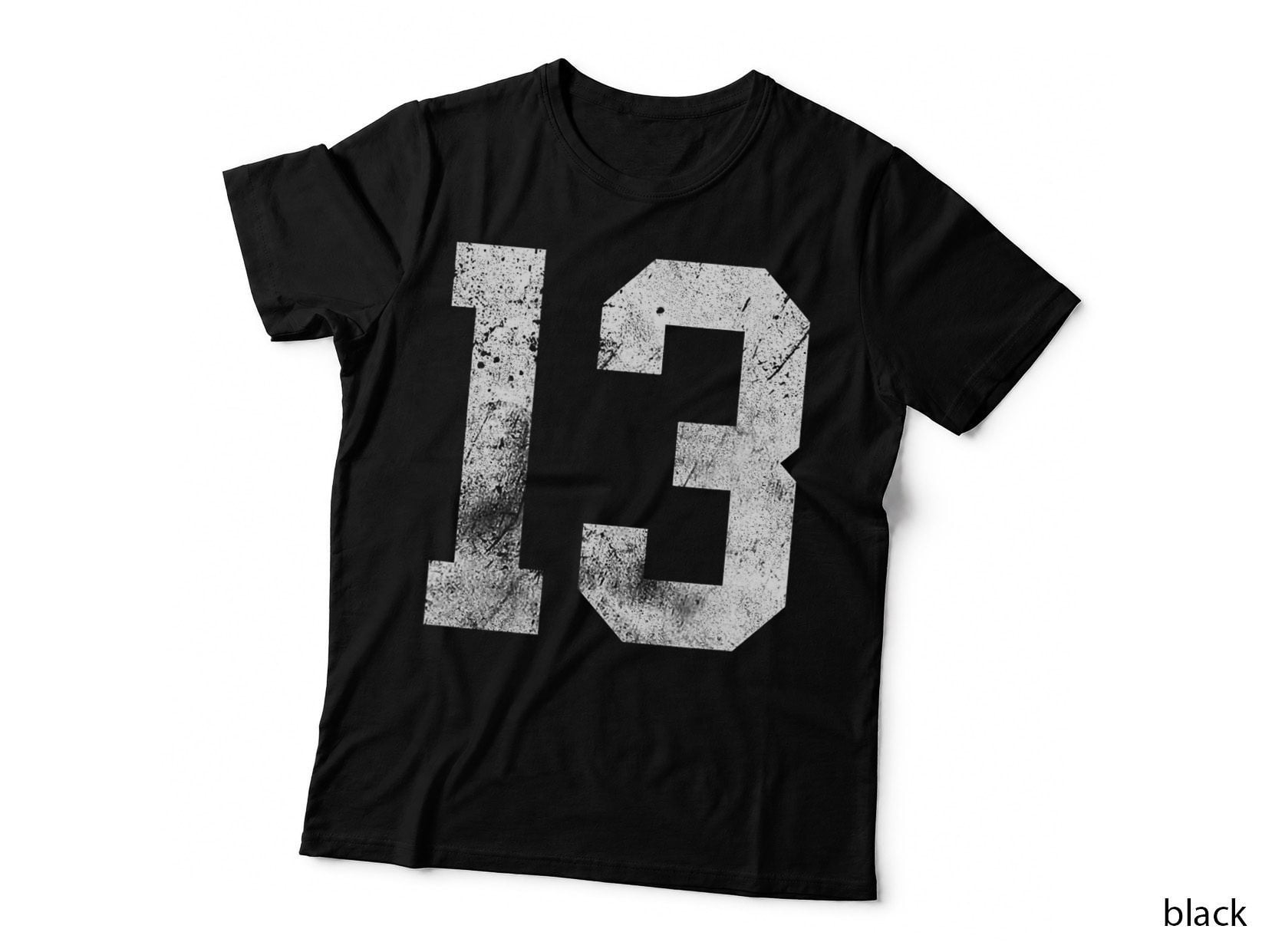 13 Cool Distressed Birthday Lucky Number Player T-Shirt, Distressed Style