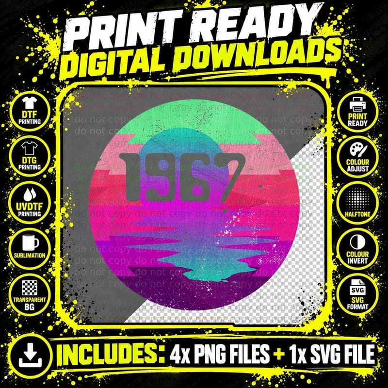1967 Disco Party T-Shirt, Vintage 60s Style Png SVG Digital Bundle