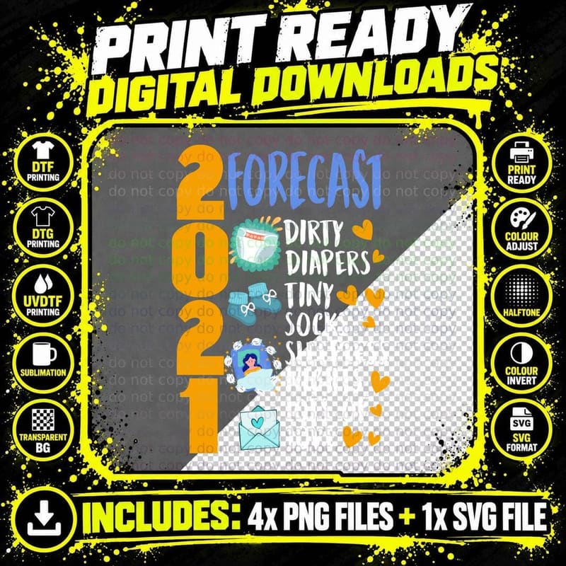2021 Forecast T-Shirt, Retro Future Theme Png SVG Digital Bundle