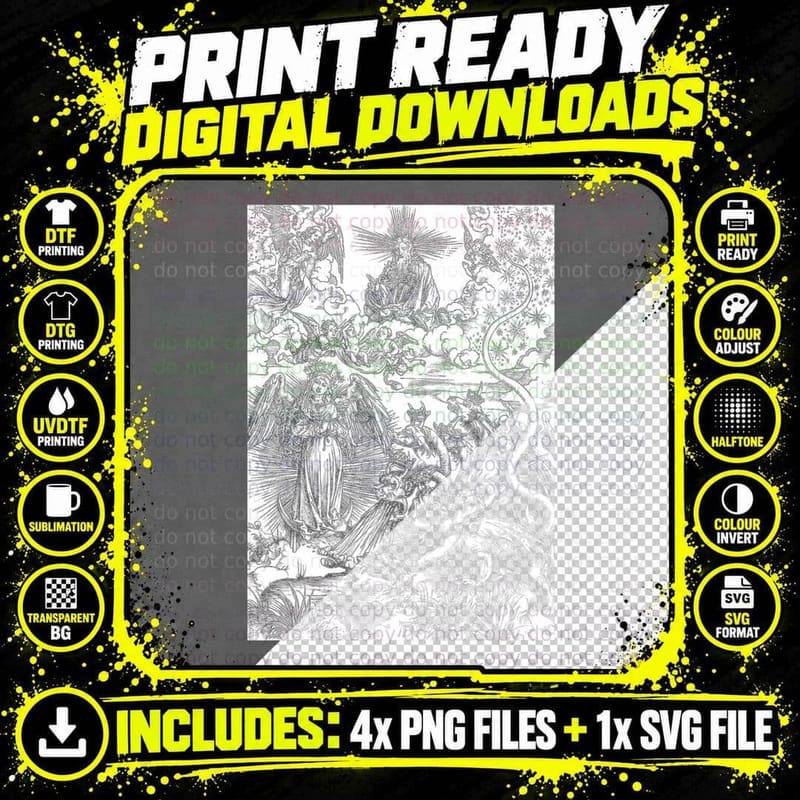 Albrecht Durer, the Apocalypse - Vintage Engraving - Png SVG Digital Bundle