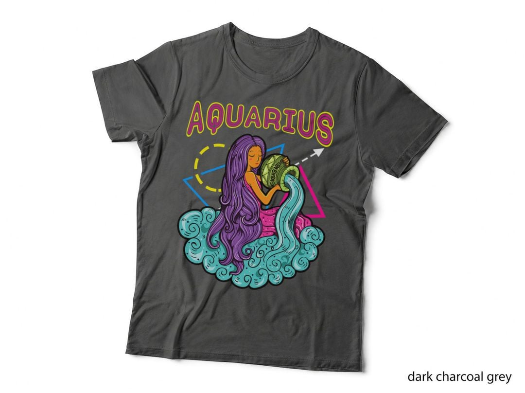 Aquarius Mermaid Zodiac T-Shirt, Retro Water Bearer Top, Astrology Girl Star