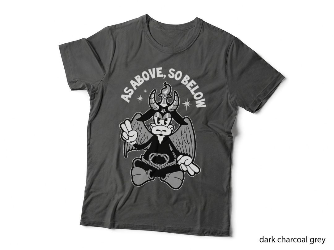 As Above So Below Retro Cartoon Baphomet Satan Goat Lucifer T-Shirt