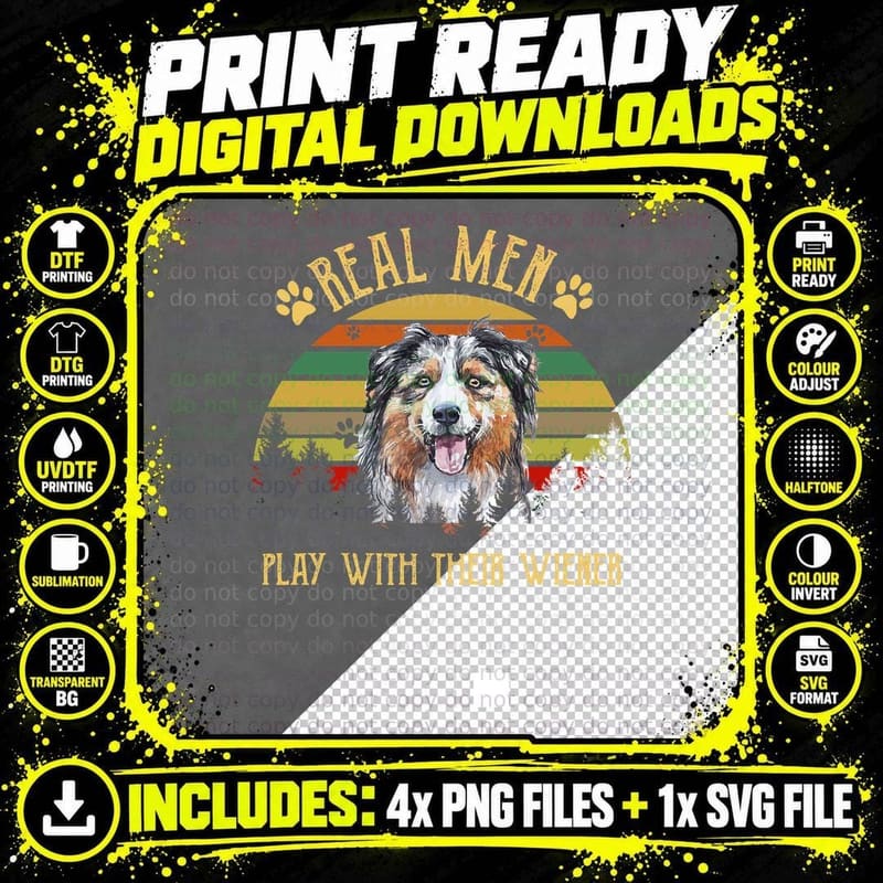 Australian Shepherd T-Shirt, Retro Vintage Style Png SVG Digital Bundle