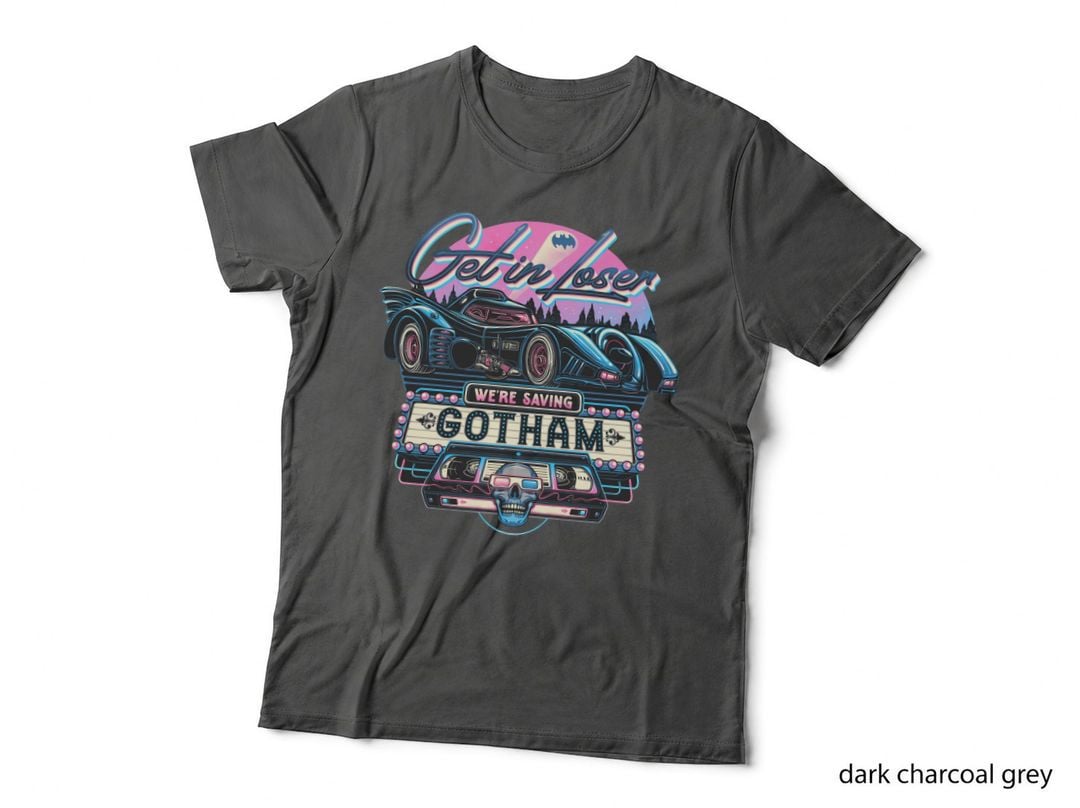 Batmobile T-Shirt, Superhero Comic Print, Retro 80s Style