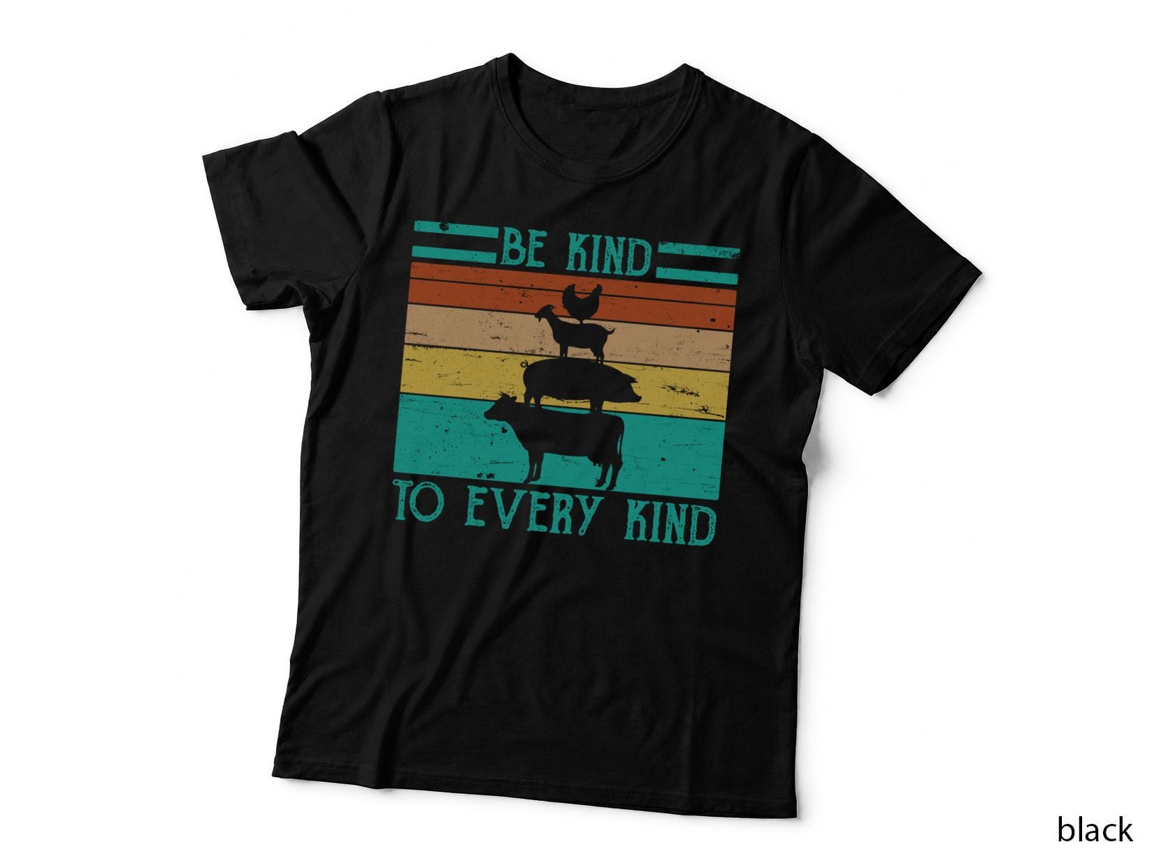 Be Kind to Every Kind Vegan T-Shirt, Vintage Retro, Animal Rights Advocate