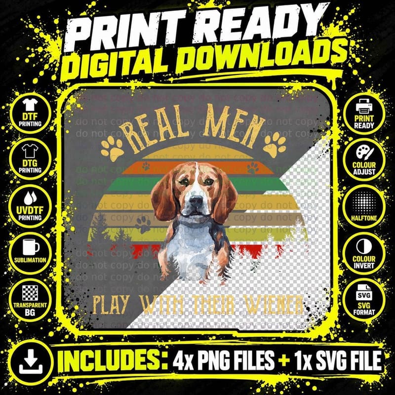 Beagle T-Shirt, Retro Vintage Style, Pet Lover Apparel Png SVG Digital Bundle