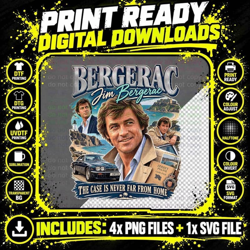 Bergerac Vintage Detective T-Shirt Png SVG Digital Bundle