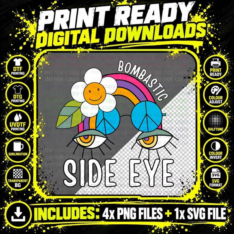 Bombastic Flower Power T-Shirt, Hippie Vibes Png SVG Digital Bundle