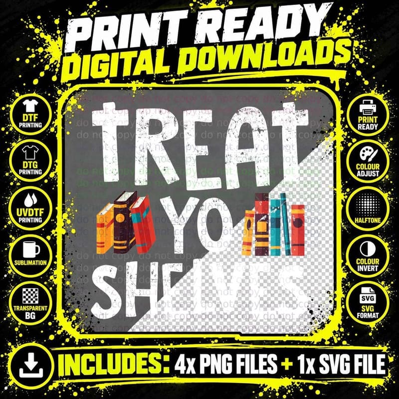 Bookshelf Stack T-Shirt, Vintage Library Theme Png SVG Digital Bundle