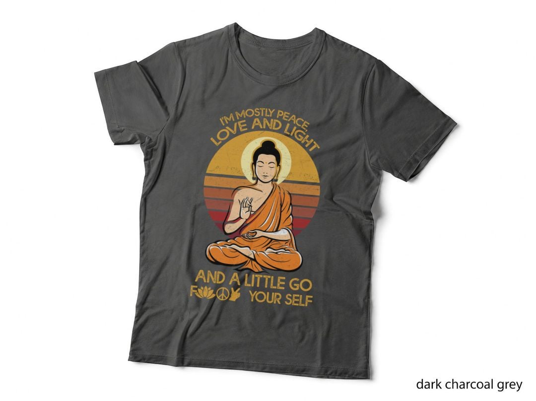 Buddha Peace Love Light T-Shirt, Vintage Retro, Zen Meditation Apparel