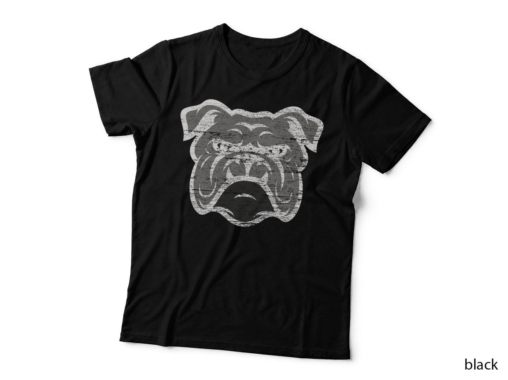 Bulldog Face T-Shirt, Distressed Style, Pet Lover Apparel