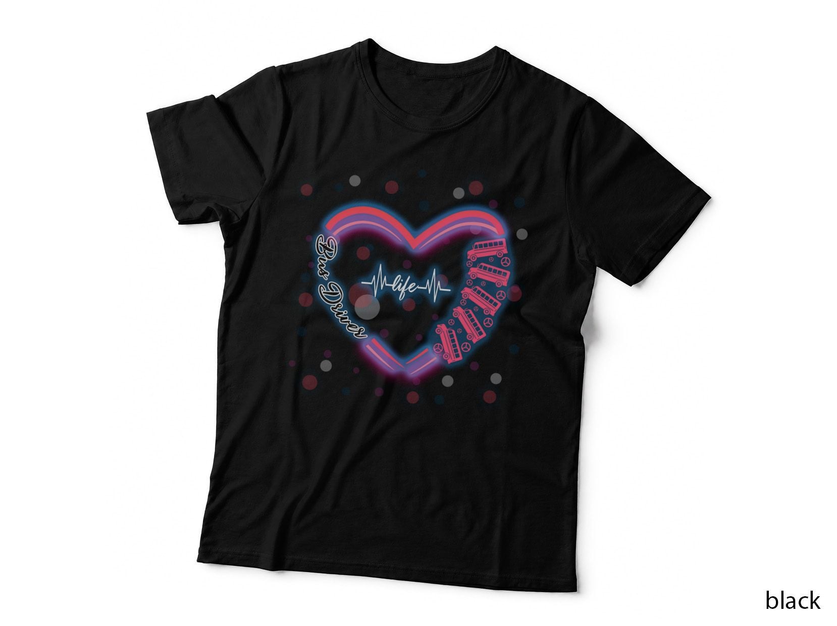 Bus Driver Heart, Retro Bus Print, Pet Lover Apparel T-Shirt