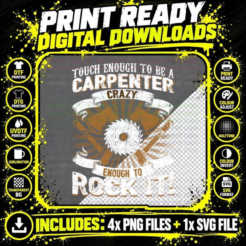 Carpenter Crazy Enough to Carve T-Shirt, Vintage Retro Png SVG Digital Bundle